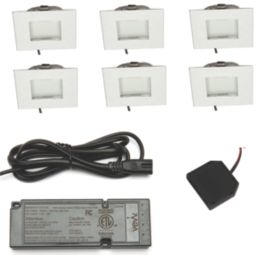 VEW Strata Recessed Square LED Kitchen Plinth Lights Steel 0.18W 15lm 6 Pack