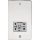 Knightsbridge  2-Gang Dual Voltage Shaver Socket 115 V / 230V Polished Chrome with Colour-Matched Inserts