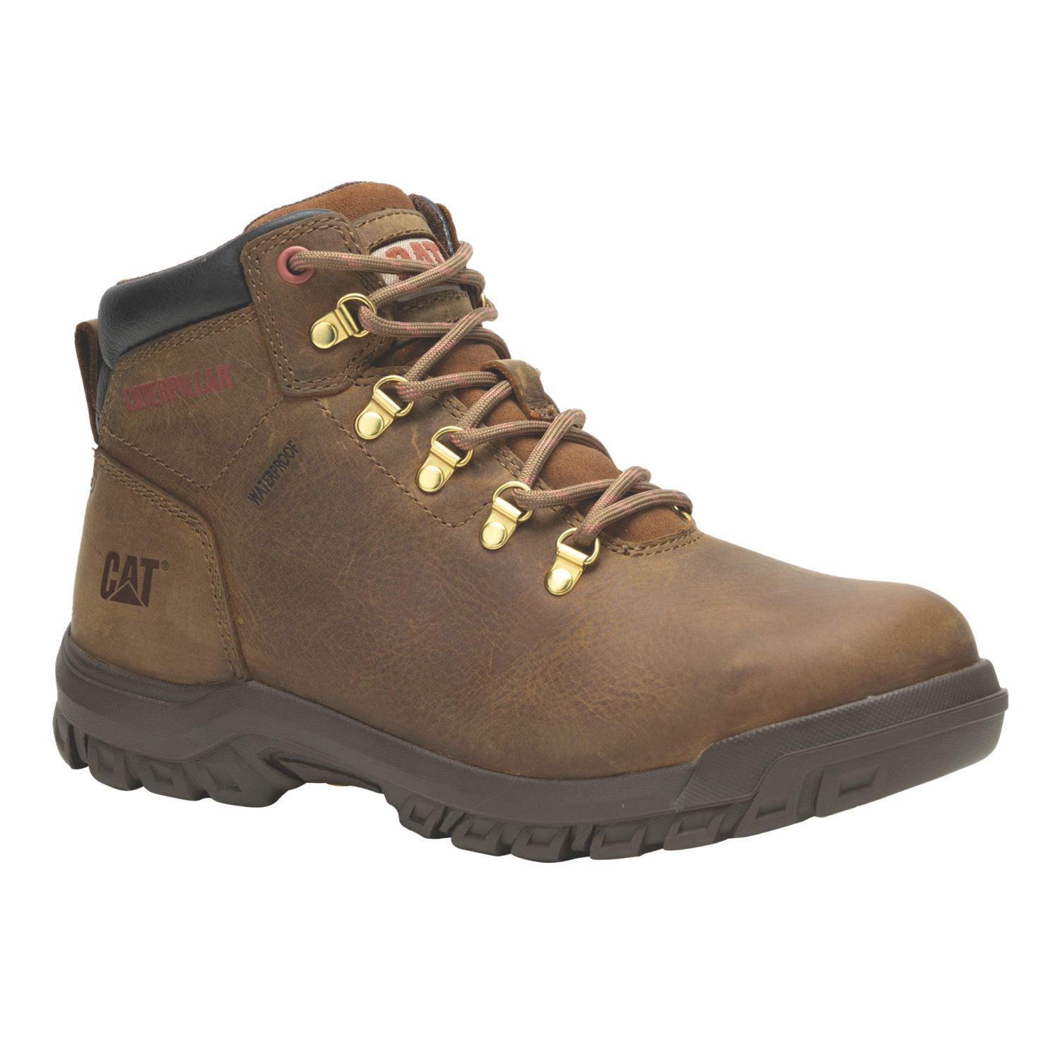 CAT Mae Size 7 Womens Brown Waterproof Steel Toe Cap Safety Boots (693VU)