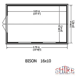 Shire Bison 15' 6" x 10' (Nominal) Apex Tongue & Groove Timber Workshop