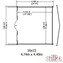 Shire Loxley 15' 6" x 14' 6" (Nominal) Apex Timber Log Cabin