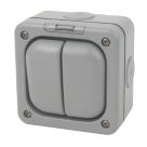MK Masterseal IP66 10AX 2-Gang 1-Way Weatherproof Outdoor Switch with Neon