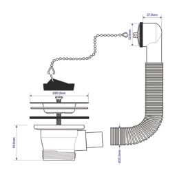 McAlpine Sink Waste & Black Overflow 9 1/2"