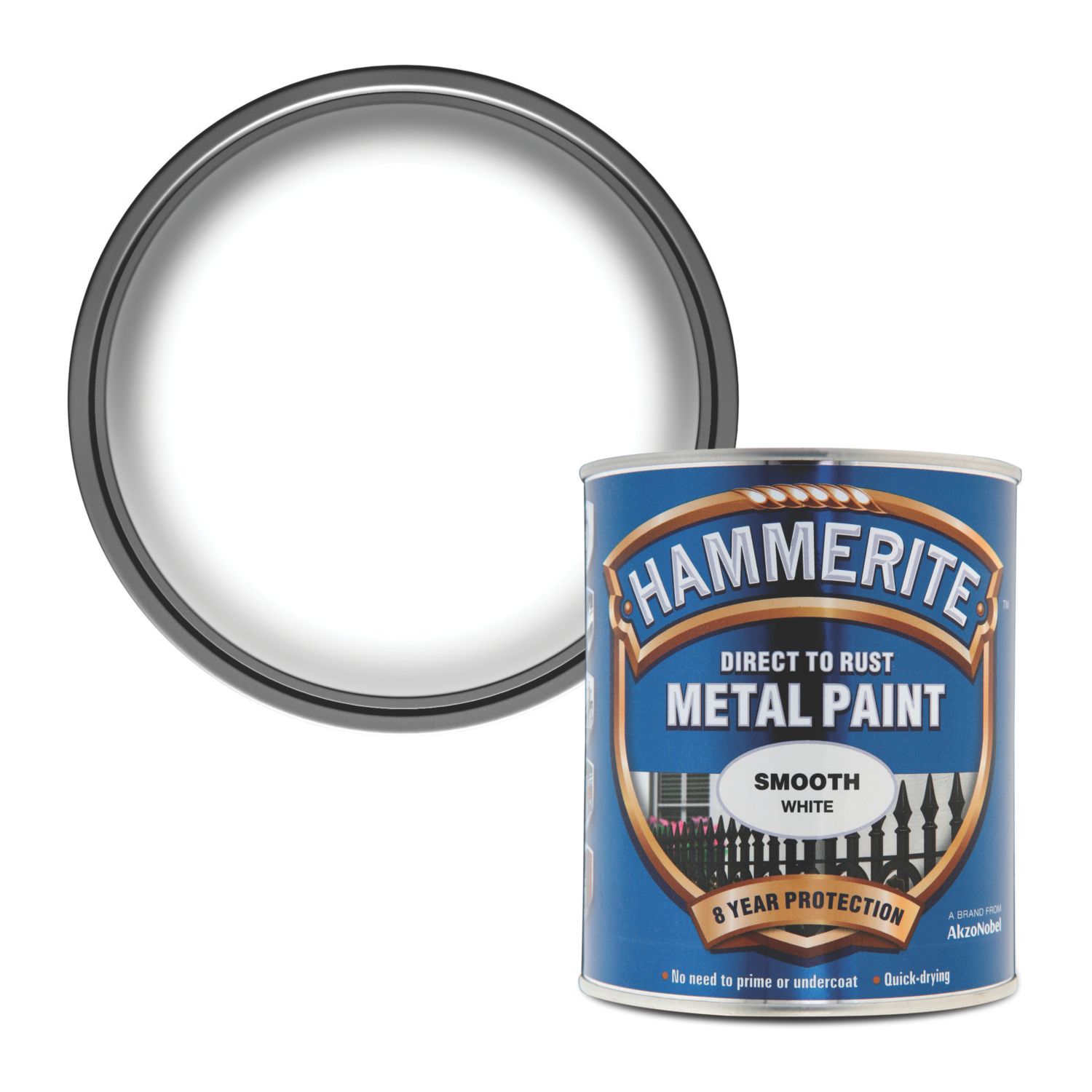 Hammerite 750ml White Smooth Anti Corrosive Metal Paint (69444)