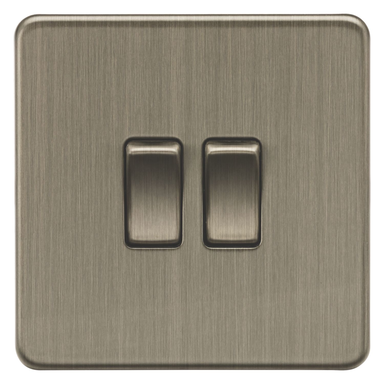Knightsbridge Screwless 10AX 2-Gang 2-Way Light Switch Antique Brass (694CR)
