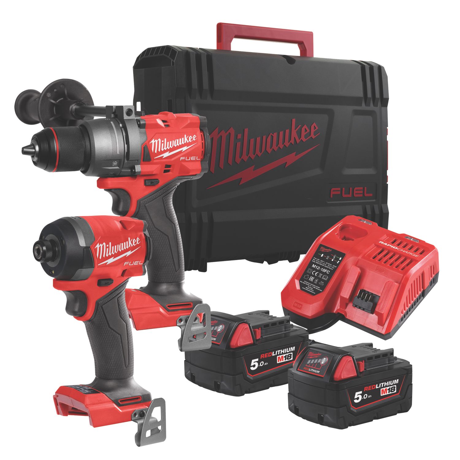 Milwaukee M18 FPP2A3-502X FUEL Gen 4 18V 2 x 5.0Ah Li-Ion RedLithium Brushless Cordless Twin Pack (694CX)
