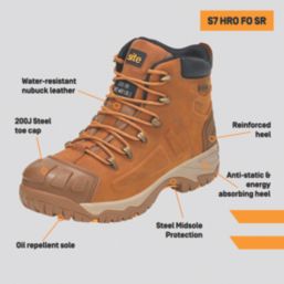 Site Fortress Size 9 Tan Waterproof Steel Toe Cap Safety Boots Screwfix