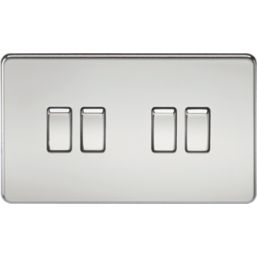 Knightsbridge  10AX 4-Gang 2-Way Light Switch  Polished Chrome