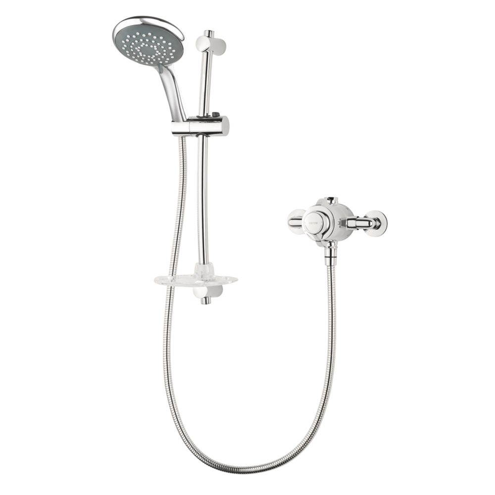 Triton Verne Rear-Fed Exposed Chrome Thermostatic Mixer Shower Flexible