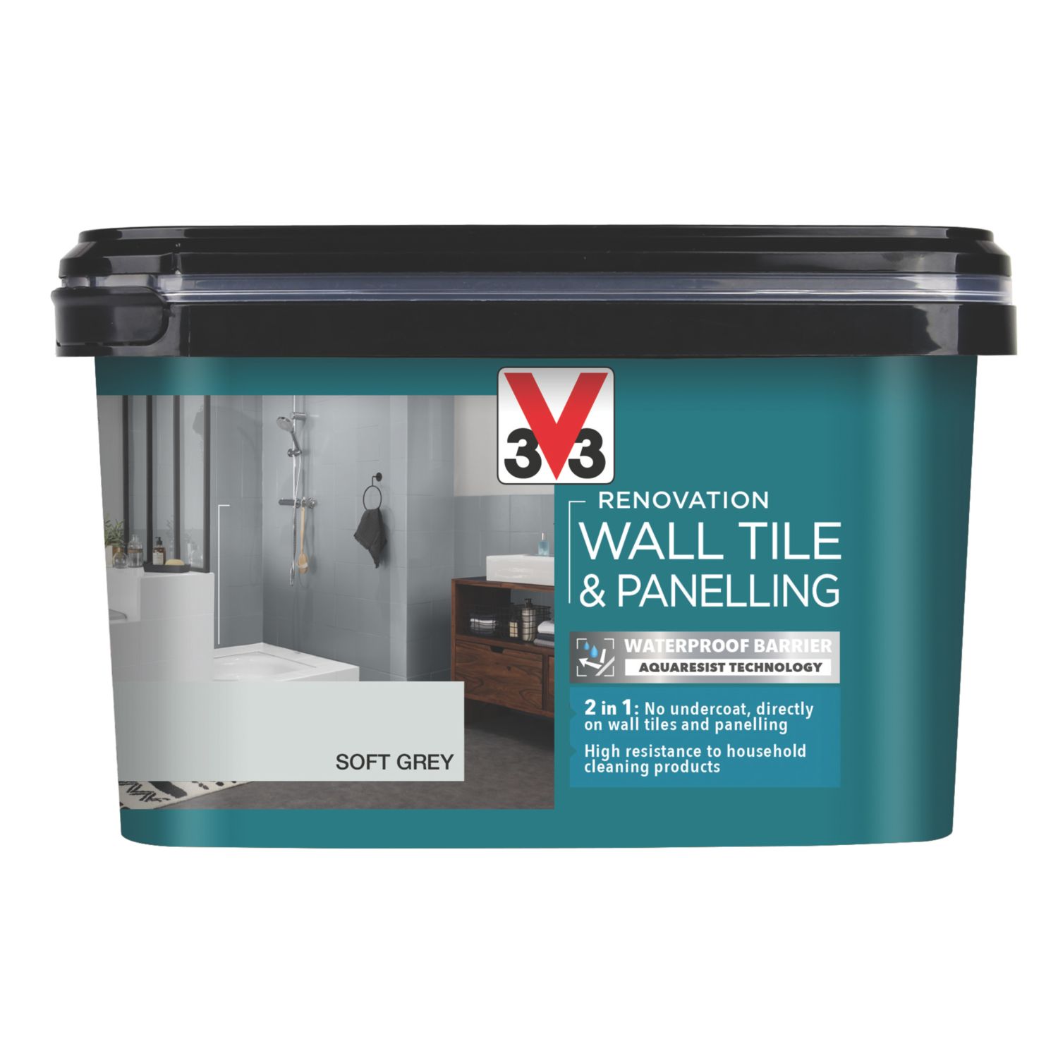 V33 2Ltr Soft Grey Satin Tile Paint (695FW)
