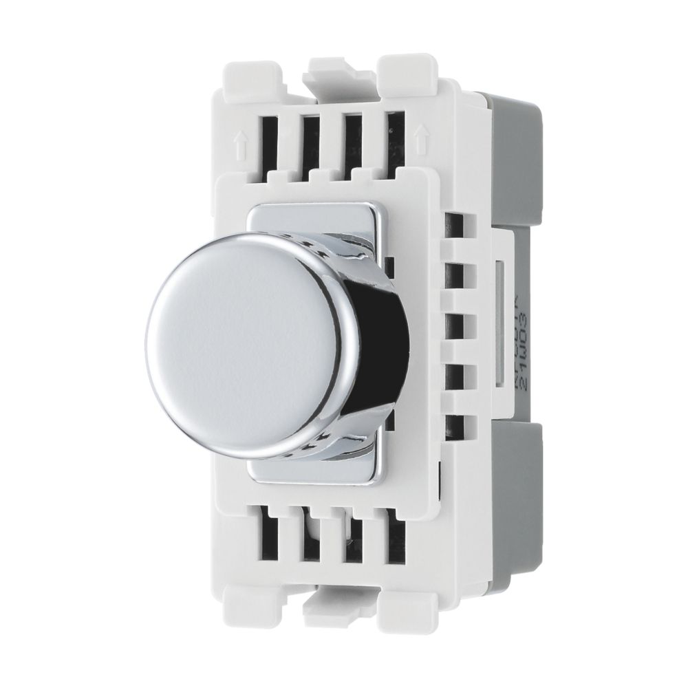 British General Nexus Grid 2-Way LED Grid Dimmer Switch Polished Chrome with Colour-Matched Inserts