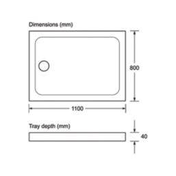 Mira Flight Low Rectangular Shower Tray White 1100mm x 800mm x 40mm
