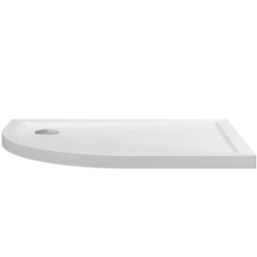 Milan Offset Quadrant Bathroom Shower Tray & Waste Left-Handed White Gloss 1000mm x 800mm x 40mm