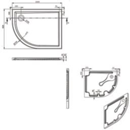Milan Offset Quadrant Bathroom Shower Tray & Waste Left-Handed White Gloss 1000mm x 800mm x 40mm