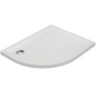 Milan Offset Quadrant Bathroom Shower Tray & Waste Left-Handed White Gloss 1000mm x 800mm x 40mm