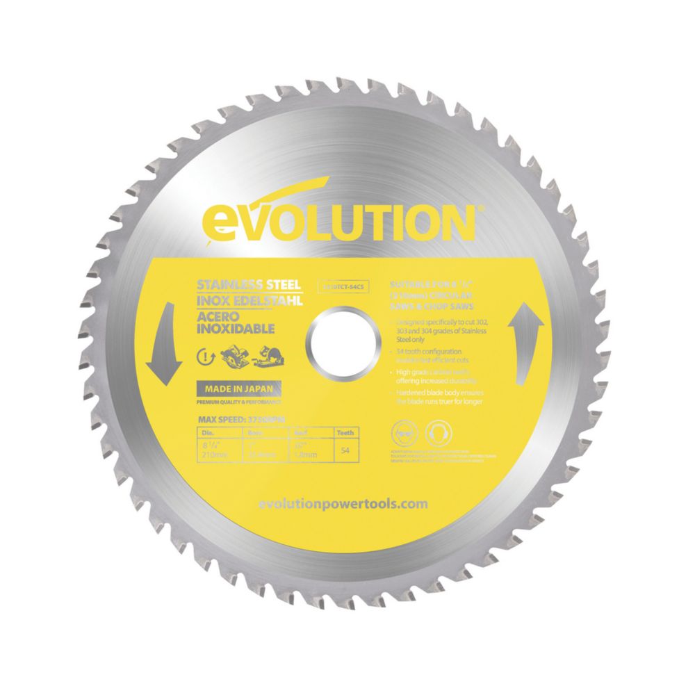 Evolution S210TCT-54CS Stainless Steel Circular Saw Blade 210mm x 25.4mm 54T
