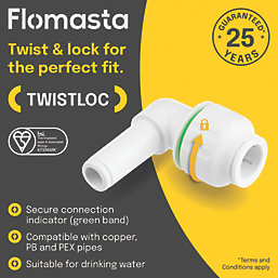Flomasta Twistloc Plastic Push-Fit Equal 90° Stem Elbow 22mm