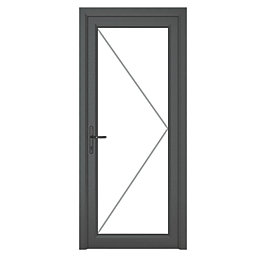 Crystal  Fully Glazed 1-Clear Light Right-Hand Opening Anthracite Grey uPVC Back Door 2090mm x 920mm