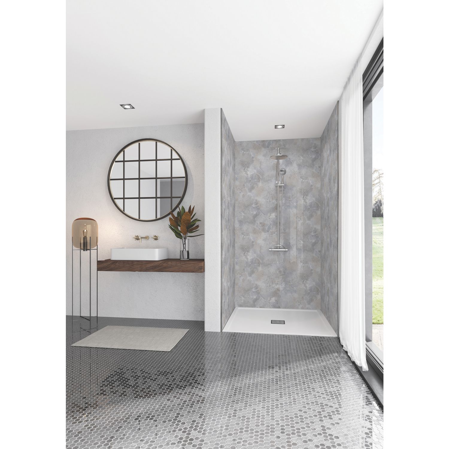 Splashwall Elite Serpentine Stone Bathroom Wall Panel Stone Grey 2420mm x 1200mm x 10mm (696KU)