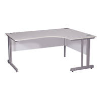 Nautilus Designs Aspire Right-Hand Corner Ergonomic Desk White /Silver  1800 x 730mm