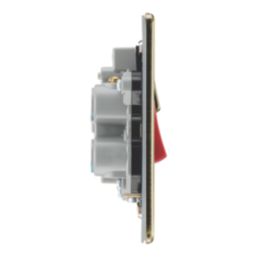 LAP  45A 2-Gang 2-Pole Cooker Switch & 13A DP Switched Socket Antique Brass with LED with Black Inserts