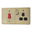 LAP  45A 2-Gang 2-Pole Cooker Switch & 13A DP Switched Socket Antique Brass with LED with Black Inserts