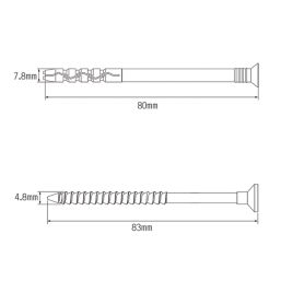Easyfix  Nylon & Steel Countersunk Head Hammer Fixings 8mm x 80mm 50 Pack