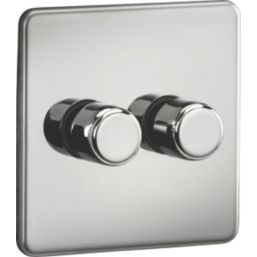 Knightsbridge  2-Gang 2-Way LED Intelligent Dimmer Switch  Polished Chrome