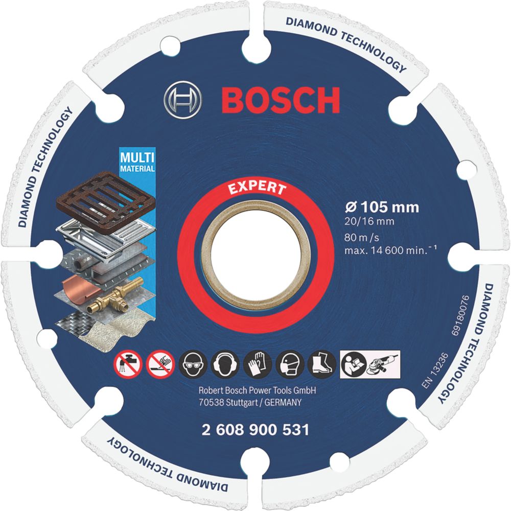 Bosch Expert MultiMaterial Diamond Wheel Cutting Disc 105mm x 20/16mm