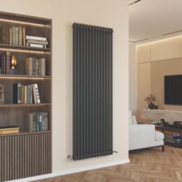 Azur 1800mm x 650mm 6312BTU Anthracite Vertical 2 Column Radiator