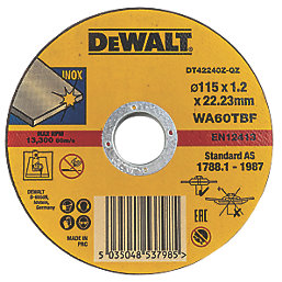 DeWalt DT42335TZ-QZ Stainless Steel Metal Cutting Discs 4 1/2" (115mm) x 1.2mm x 22.2mm 10 Pack