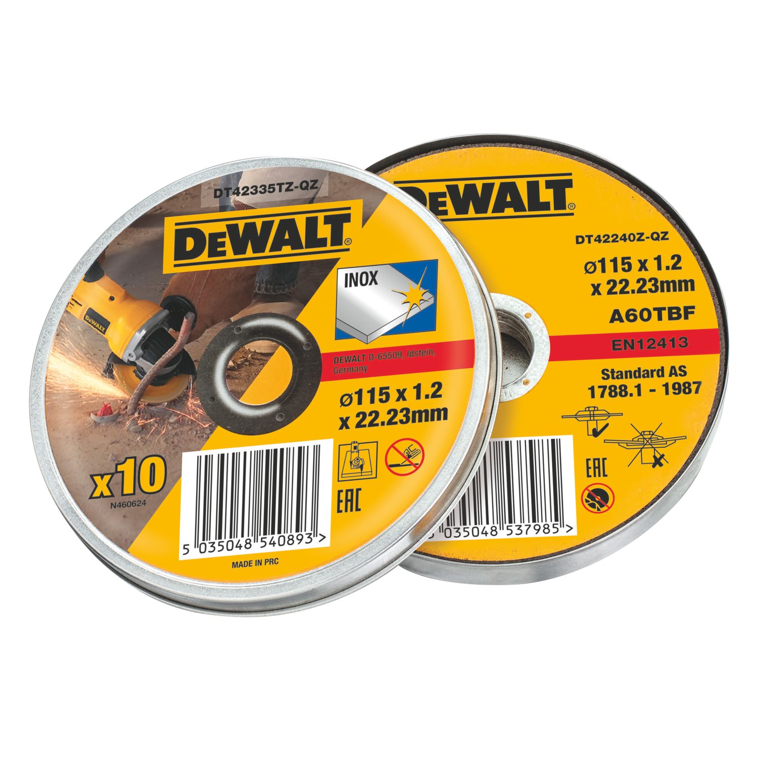 DeWalt DT42335TZ-QZ Metal Cutting Discs 115mm (4 1/2") x 22.2mm 10 Pack (6970P)