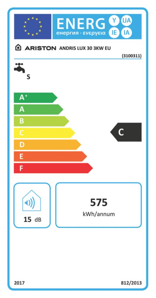 Ariston Andris Lux Oversink Water Heater 3kW 30Ltr - Screwfix