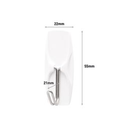 Command Wire Toggle Hook, White, 2 Hooks 3 Medium Strips