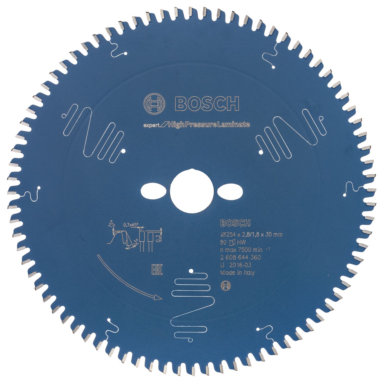Bosch Expert High Pressure Laminate Circular Saw Blade 254mm x 30mm 80T (697KP)