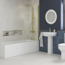 Maine HP/Combi Flexible Exposed Brushed Brass Thermostatic Square Bar Mixer Shower with Riser Handset & Overhead Outlet