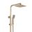 Maine HP/Combi Flexible Exposed Brushed Brass Thermostatic Square Bar Mixer Shower with Riser Handset & Overhead Outlet