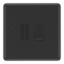 LAP  13A Switched Fused Spur with LED Matt Black with Black Inserts
