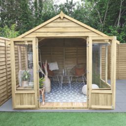 Forest Oakley 8' x 9' 6" (Nominal) Apex Timber Summerhouse with Base & Assembly