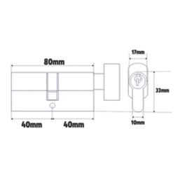 Yale Fire Rated 3 Star Thumbturn Platinum Euro Profile Cylinder 40-40 (80mm) Brass