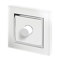 Retrotouch  1-Gang 2-Way LED Rotary LED Dimmer Switch  White Glass with White Inserts