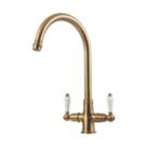 Clearwater Elegance Dual-Lever Monobloc Tap Brushed Brass PVD