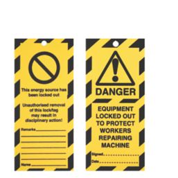 Essentials 'Danger, Equipment Locked out' Safety Maintenance Tags 10 Pack