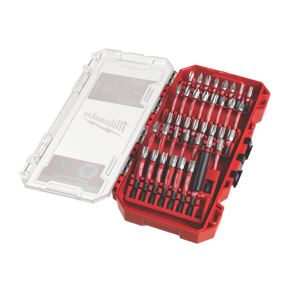 Milwaukee SHOCKWAVE 1 4 Hex Shank Mixed Impact Duty Bit Set 38 Pieces Screwfix