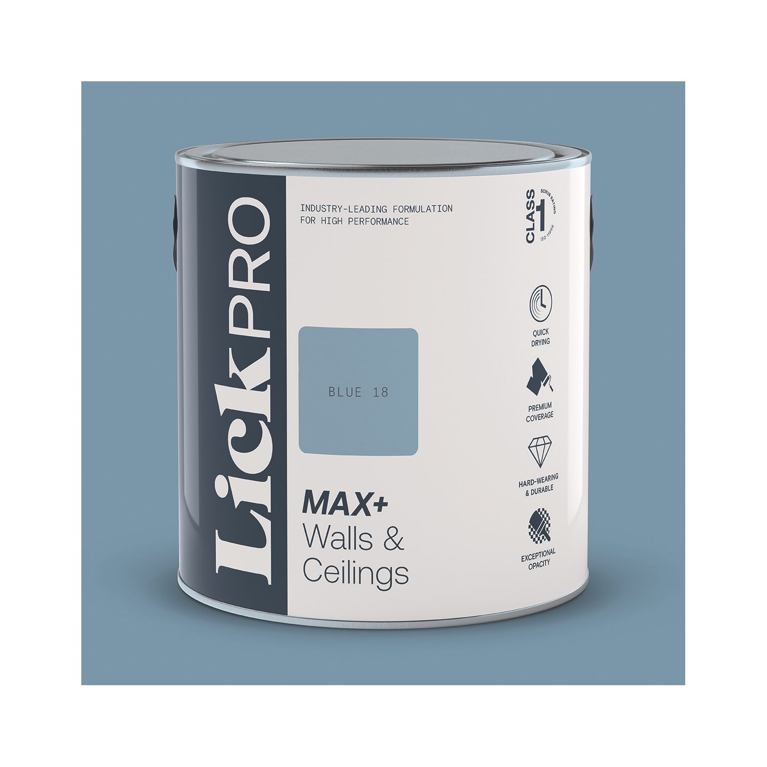 LickPro Max+ 2.5Ltr Blue 18 Eggshell Emulsion Paint (698JX)