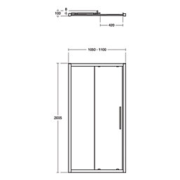 Ideal Standard I.life Semi-Framed Rectangular Sliding Shower Door Silver 1100mm x 2005mm