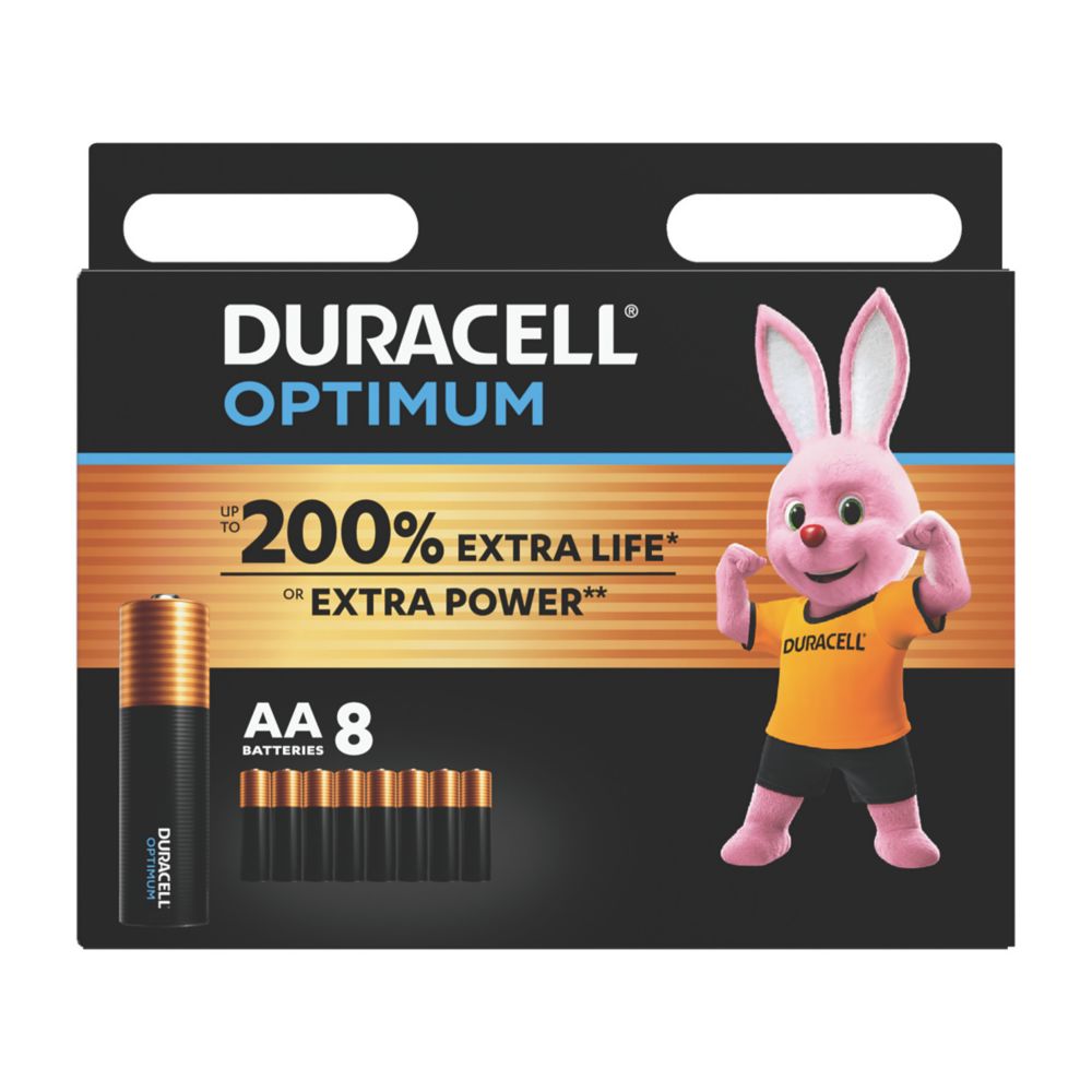 Duracell Optimum AA Alkaline Batteries 8 Pack Screwfix