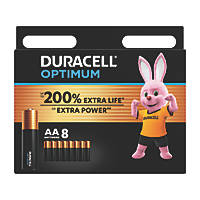 Duracell Optimum AA Alkaline Batteries 8 Pack