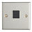 Contactum iConic 1-Gang Master Telephone Socket Brushed Steel with Black Inserts