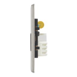 Contactum iConic 1-Gang Master Telephone Socket Brushed Steel with Black Inserts